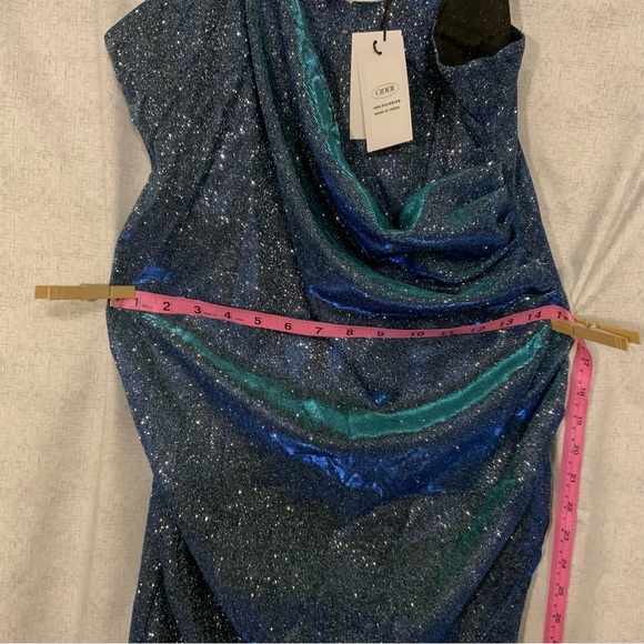 Cider Dresses Nwt Cider Sweetheart Neckline Blue Glitter Bodycon